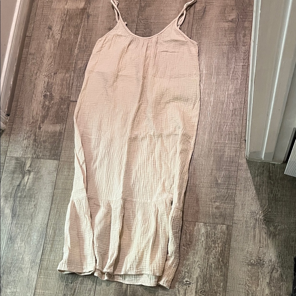 Light Pink Sleeveless Ruffle-Hem Maxi Dress